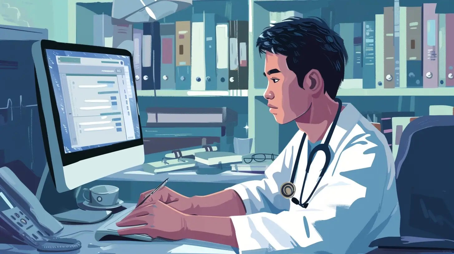 a doctor on his computer doing SEO